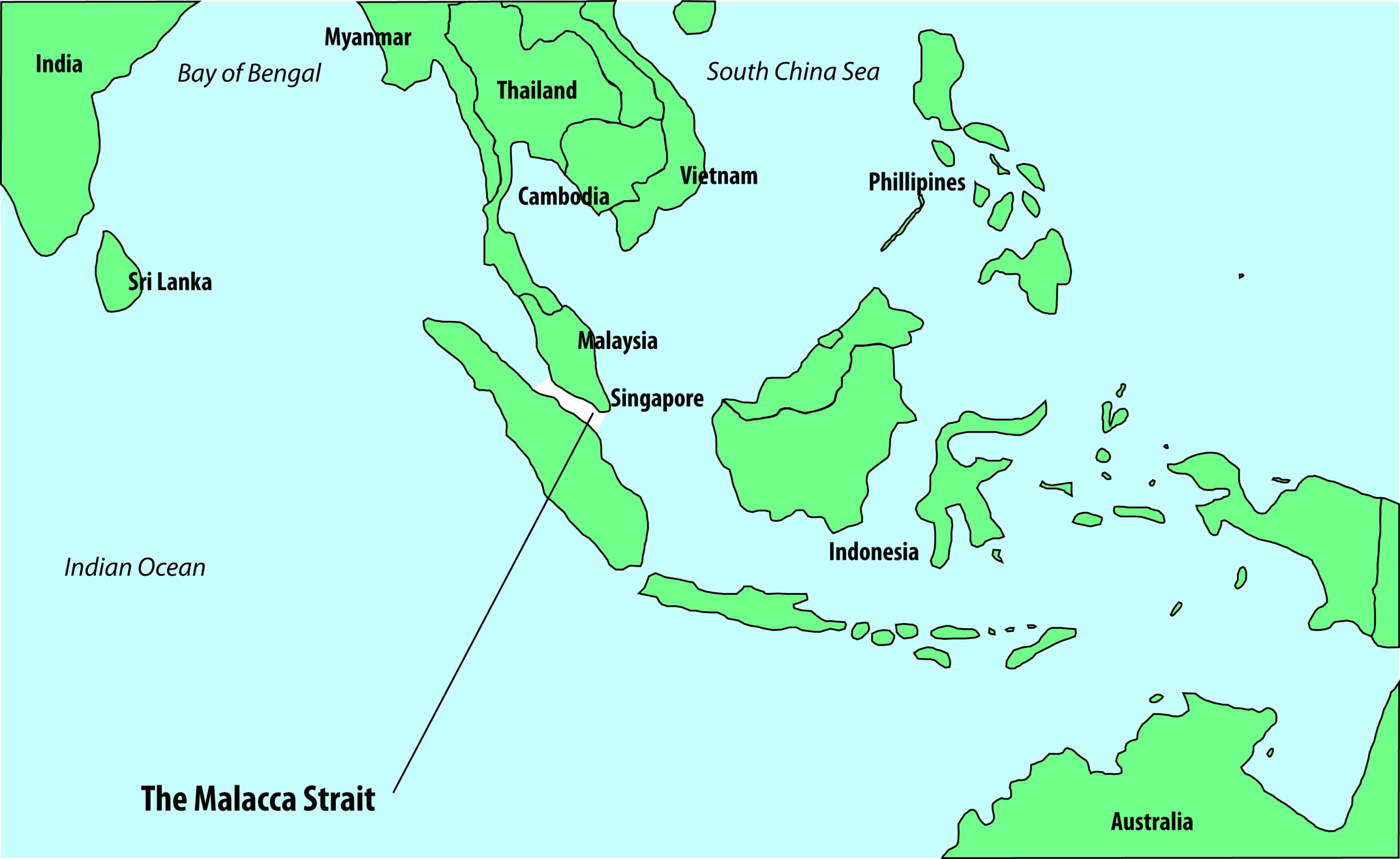 Malacca Strait map scaled
